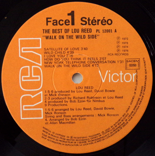 Lou Reed - Walk On The Wild Side - The Best Of Lou Reed | RCA Victor (PL 12001) - 3 Lou Reed - Walk On The Wild Side - The Best Of Lou Reed | RCA Victor (PL 12001) - 3