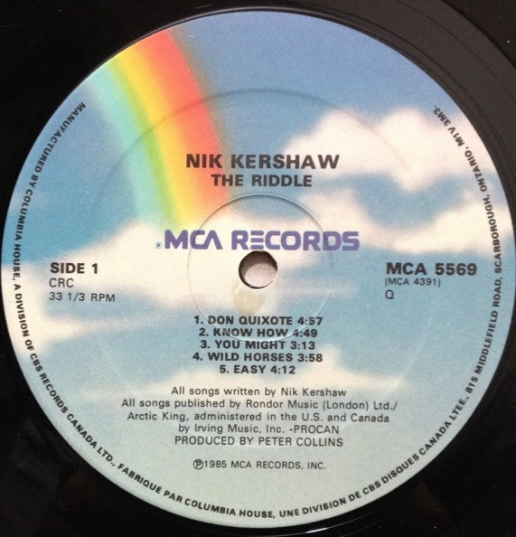 Nik Kershaw - The Riddle | MCA Records (MCA-5569) - 3