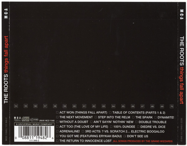 The Roots - Things Fall Apart | MCA Records (MCD 11948) - 2