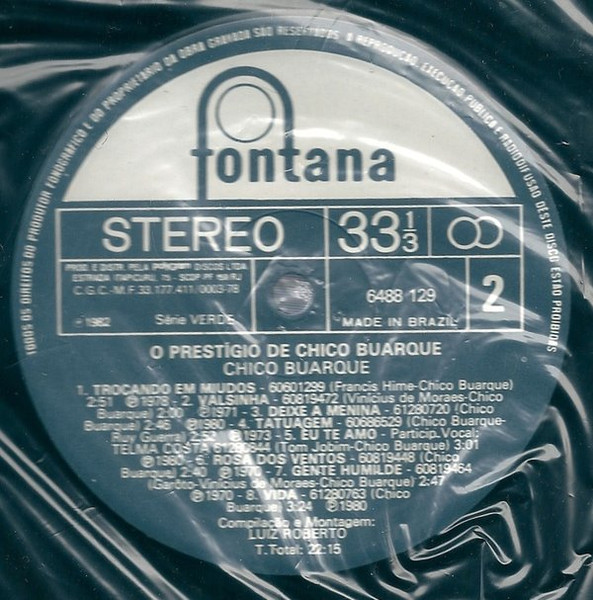 Chico Buarque - O Prestígio De Chico Buarque | Fontana (6488 129) - 3