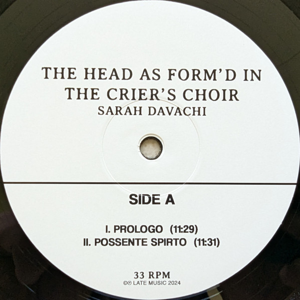 Sarah Davachi - The Head As Form’d In The Crier’s Choir | Late Music (LMXLP) - 4 Sarah Davachi - The Head As Form’d In The Crier’s Choir | Late Music (LMXLP) - 4