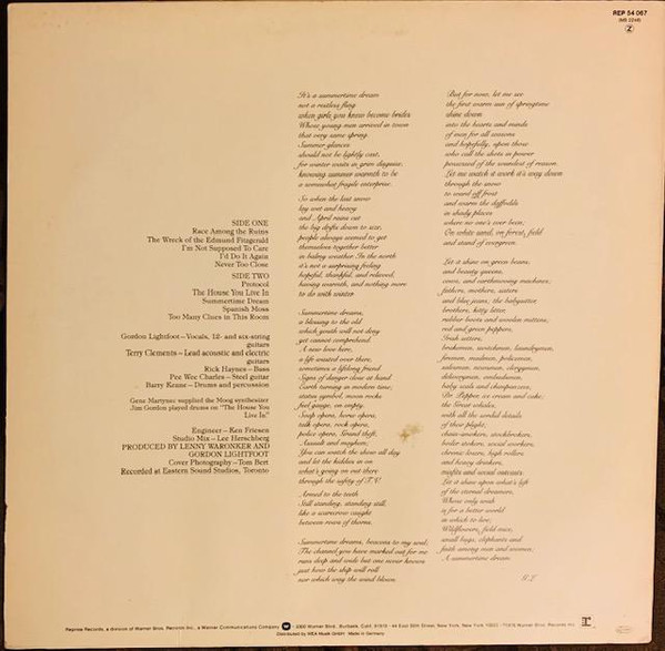 Gordon Lightfoot - Summertime Dream | Reprise Records (REP 54 067) - 2