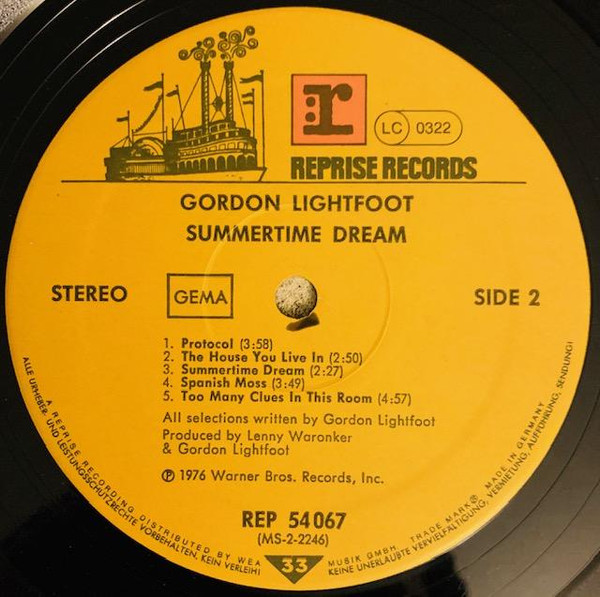 Gordon Lightfoot - Summertime Dream | Reprise Records (REP 54 067) - 4