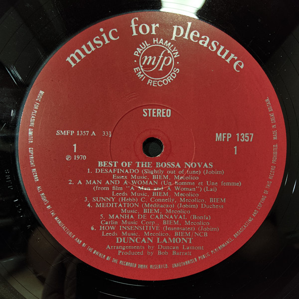 Duncan Lamont - Best Of The Bossa Novas | Music For Pleasure (MFP 1357) - 3