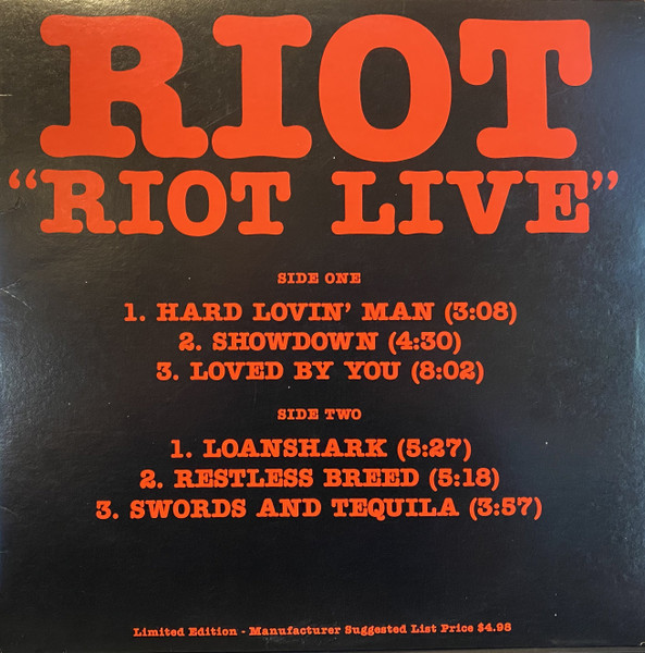 Riot - Riot Live | Elektra (0-67969 A) - main