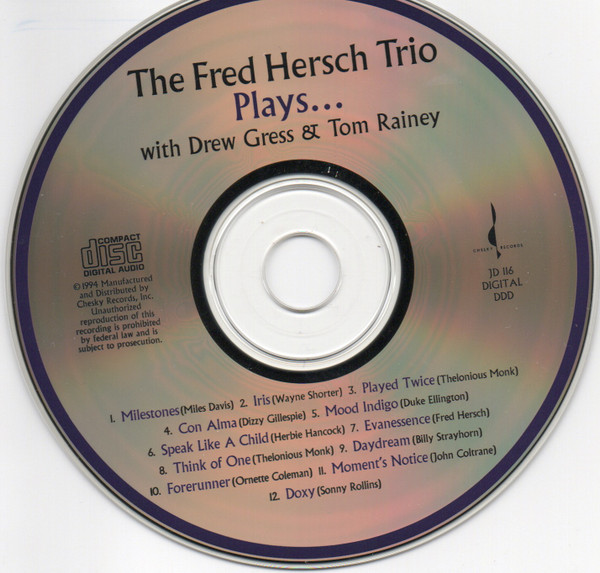 The Fred Hersch Trio - Plays... | Chesky Records (JD116) - 3