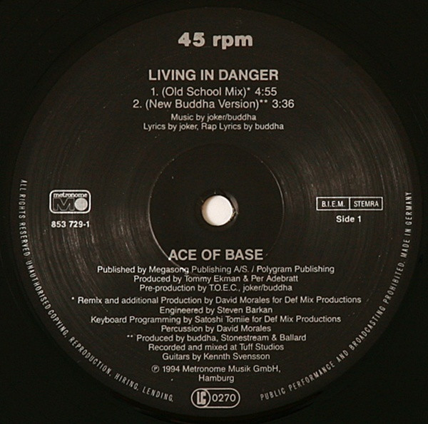 Ace Of Base - Living In Danger | Metronome (853 729-1) - 3