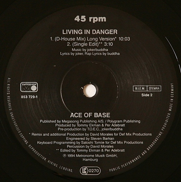 Ace Of Base - Living In Danger (12") [Vinyl] | Metronome (853 729-1) - 2