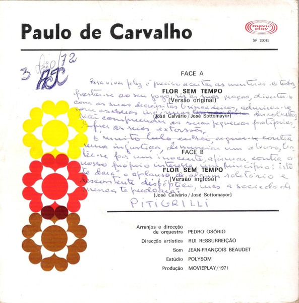 Paulo De Carvalho - Flor Sem Tempo | Movieplay (SP.20.015) - 2