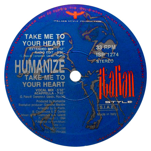 Humanize - Take Me To Your Heart | Italian Style Production (ISP 1274) - main