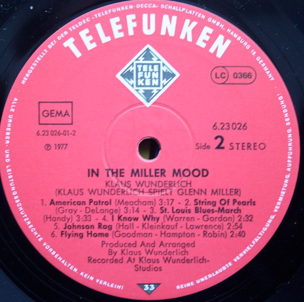 Klaus Wunderlich - In The Miller Mood - Klaus Wunderlich Spielt Glenn Miller | Telefunken (6.23026) - 4 Klaus Wunderlich - In The Miller Mood - Klaus Wunderlich Spielt Glenn Miller | Telefunken (6.23026) - 4