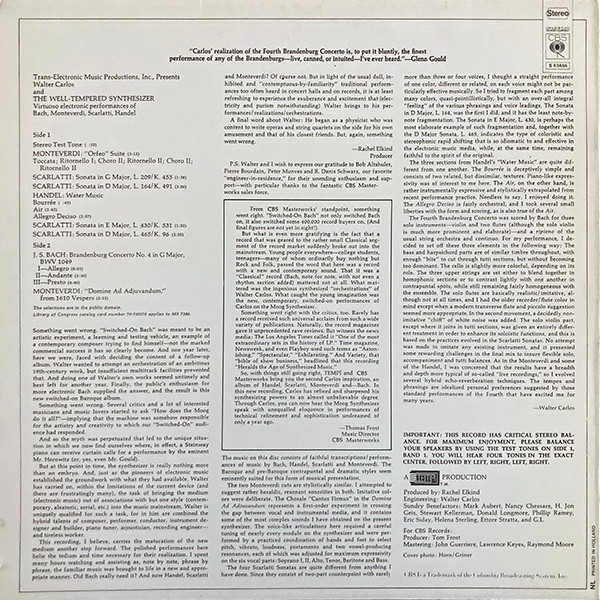 Walter Carlos - The Well-Tempered Synthesizer | CBS (S 63656) - 2 Walter Carlos - The Well-Tempered Synthesizer | CBS (S 63656) - 2