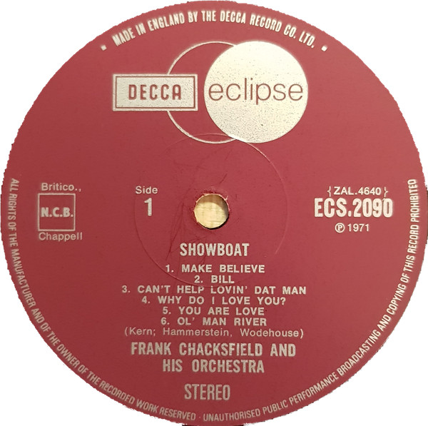 Frank Chacksfield & His Orchestra - Showboat / Porgy And Bess | Decca (ECS.2090) - 3