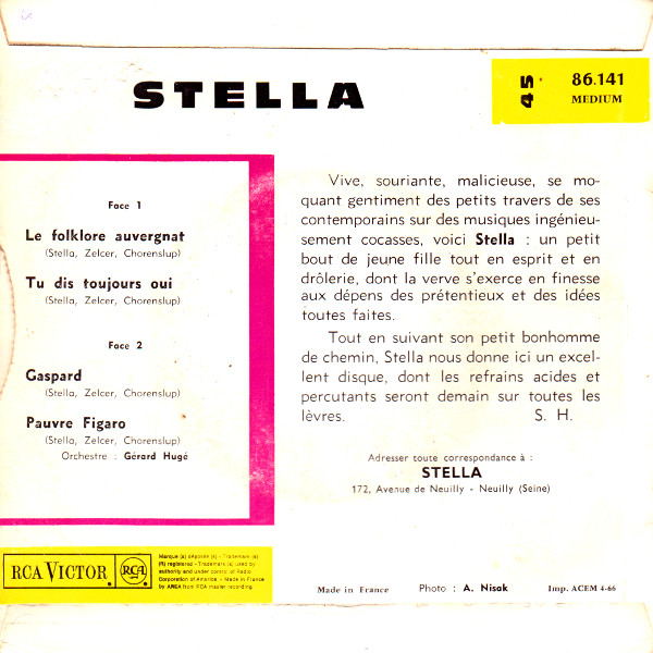 Stella - Le Folklore Auvergnat | RCA Victor (86.141 M) - 2