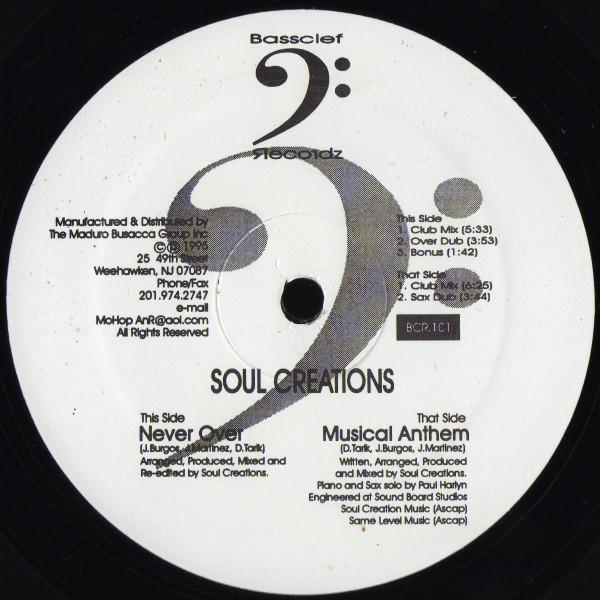Soul Creation - Never Over / Musical Anthem | Bassclef Records (BCR.101) - main Soul Creation - Never Over / Musical Anthem | Bassclef Records (BCR.101) - main