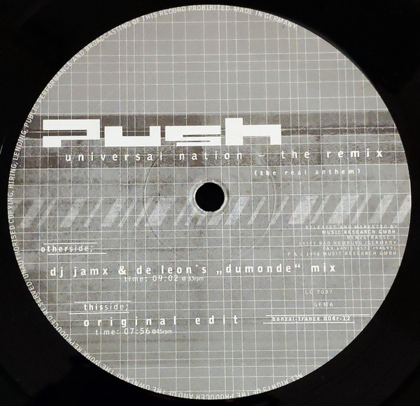 Push - Universal Nation - The Remix (The Real Anthem) | Bonzai Trance Germany (bonzai-trance 004r-12) - 4