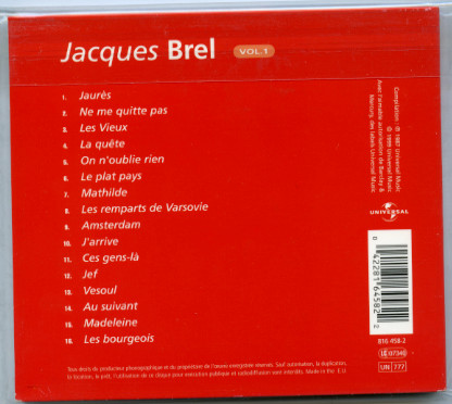 Jacques Brel - Vol.1 | Universal (816 458-2) - 2