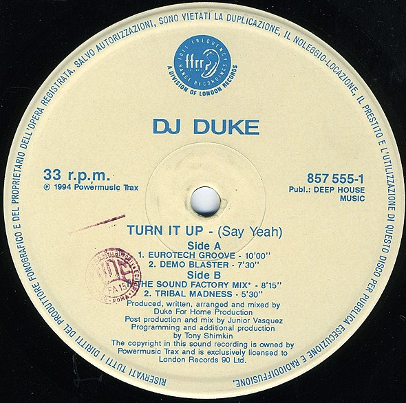 DJ Duke - Turn It Up (Say Yeah) | FFRR (857 555-1) - main