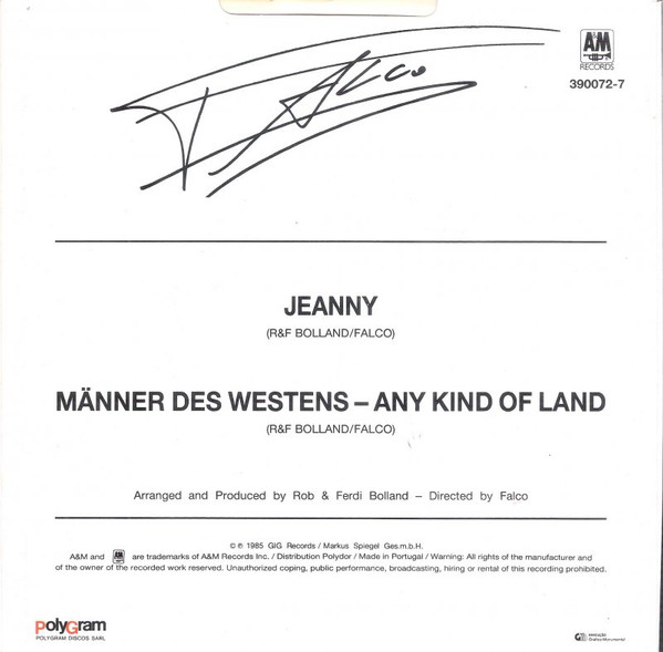 Falco - Jeanny | A&M Records (390072-7) - 2