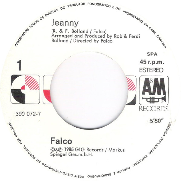 Falco - Jeanny | A&M Records (390072-7) - 3