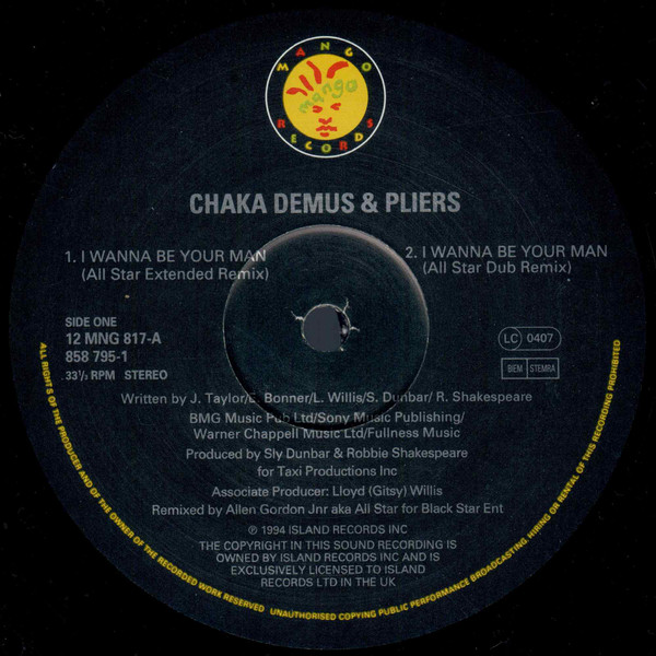 Chaka Demus & Pliers - I Wanna Be Your Man | Mango (12 MNG 817) - 3 Chaka Demus & Pliers - I Wanna Be Your Man | Mango (12 MNG 817) - 3
