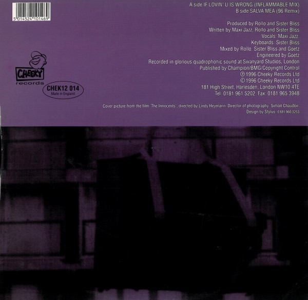 Faithless - If Lovin' You Is Wrong / Salva Mea (96 Mix) | Cheeky Records (CHEK12 014) - 2 Faithless - If Lovin' You Is Wrong / Salva Mea (96 Mix) | Cheeky Records (CHEK12 014) - 2