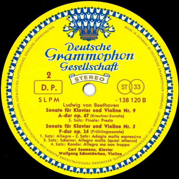 Ludwig Van Beethoven , Carl Seemann ‧ Wolfgang Schneiderhan - Violinsonaten A-Dur Op.47 Nr. 9 ‧ F-Dur Op.24 Nr.5 (Kreutzersonate ‧ Frühlingssonate) | Deutsche Grammophon (138 120 SLPM) - 4
