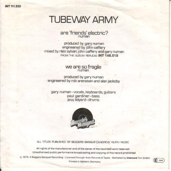 Tubeway Army - Are 'Friends' Electric? | Beggars Banquet (INT 111.520) - 3