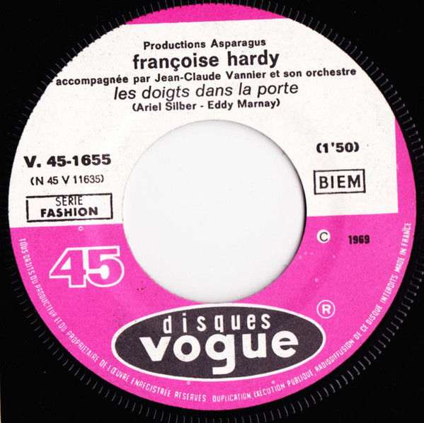 Françoise Hardy - J'ai Coupé Le Téléphone / Les Doigts Dans La Porte | Disques Vogue (V. 45. 1 655) - 4 Françoise Hardy - J'ai Coupé Le Téléphone / Les Doigts Dans La Porte | Disques Vogue (V. 45. 1 655) - 4