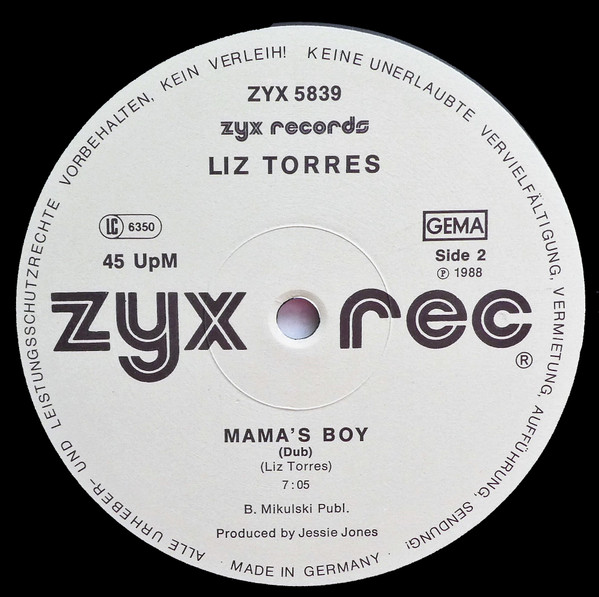 Liz Torres - Mama's Boy | ZYX Records (ZYX 5839) - 4