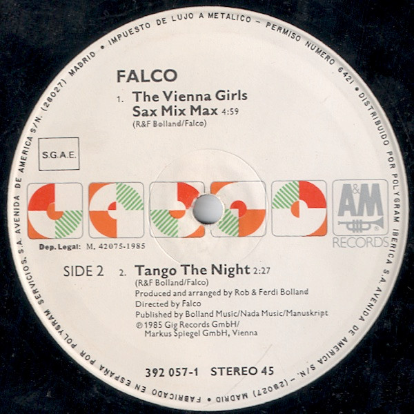 Falco - Vienna Calling (The Metternich Arrival-Mix) | A&M Records (392 057-1) - 4