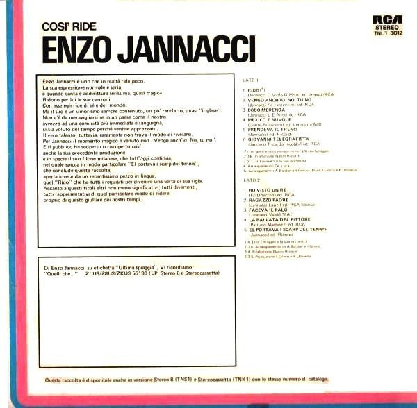 Enzo Jannacci - Così Ride | RCA (TNL 1-3012) - 2 Enzo Jannacci - Così Ride | RCA (TNL 1-3012) - 2