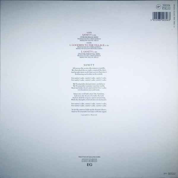 Killing Joke - Sanity | Virgin (500306) - 2 Killing Joke - Sanity | Virgin (500306) - 2