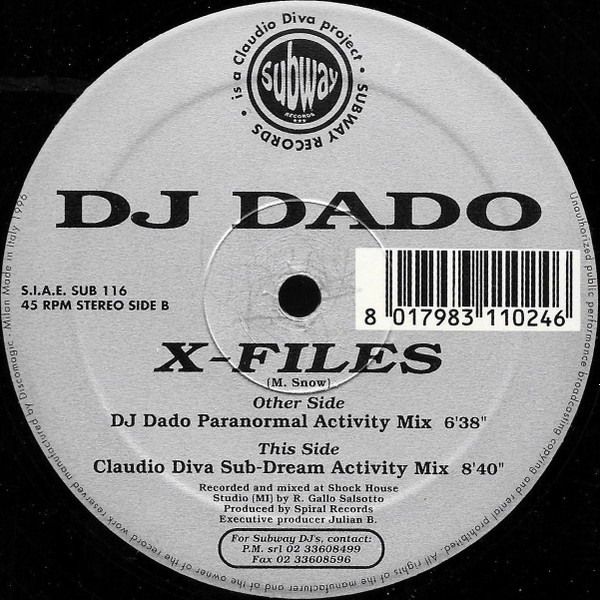 DJ Dado - X-Files | Subway Records (SUB 116) - 3 DJ Dado - X-Files | Subway Records (SUB 116) - 3