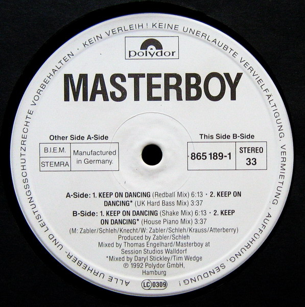 Masterboy - Keep On Dancing | Polydor (865 189-1) - 4