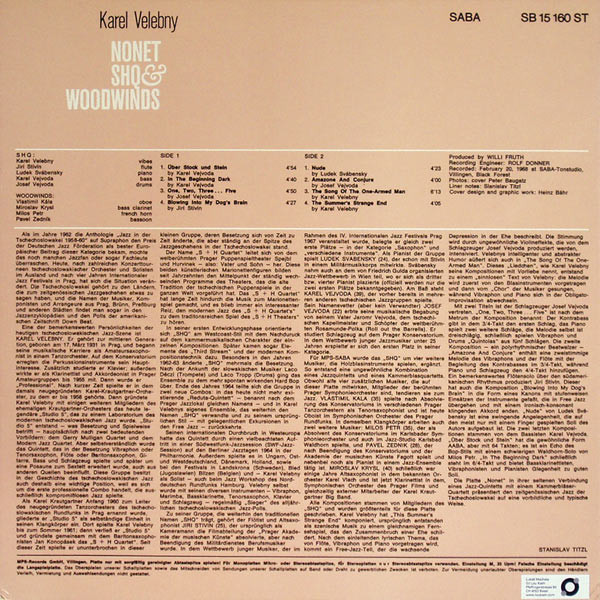Karel Velebný , SHQ - Nonet | Speakers Corner Records (013727-1) - 2 Karel Velebný , SHQ - Nonet | Speakers Corner Records (013727-1) - 2