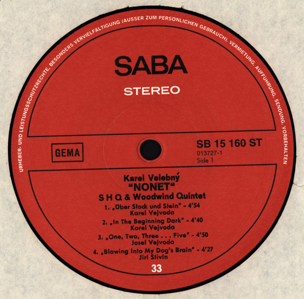 Karel Velebný , SHQ - Nonet | Speakers Corner Records (013727-1) - 3 Karel Velebný , SHQ - Nonet | Speakers Corner Records (013727-1) - 3