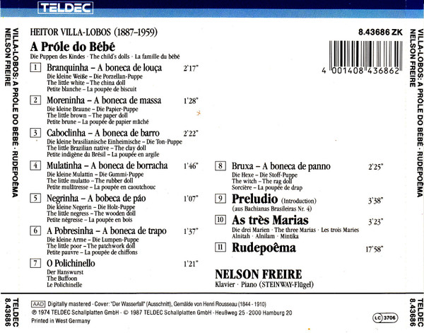 Heitor Villa-Lobos , Nelson Freire - Klavierwerke | Teldec (8.43686 ZK) - 2 Heitor Villa-Lobos , Nelson Freire - Klavierwerke | Teldec (8.43686 ZK) - 2