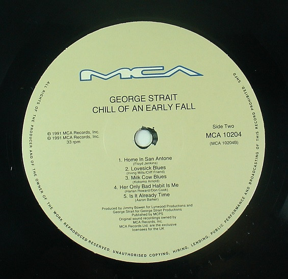 George Strait - Chill Of An Early Fall | MCA Records (MCA 10204) - 4 George Strait - Chill Of An Early Fall | MCA Records (MCA 10204) - 4