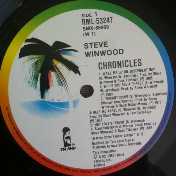 Steve Winwood - Chronicles | Festival Records (RML 53247) - 3 Steve Winwood - Chronicles | Festival Records (RML 53247) - 3