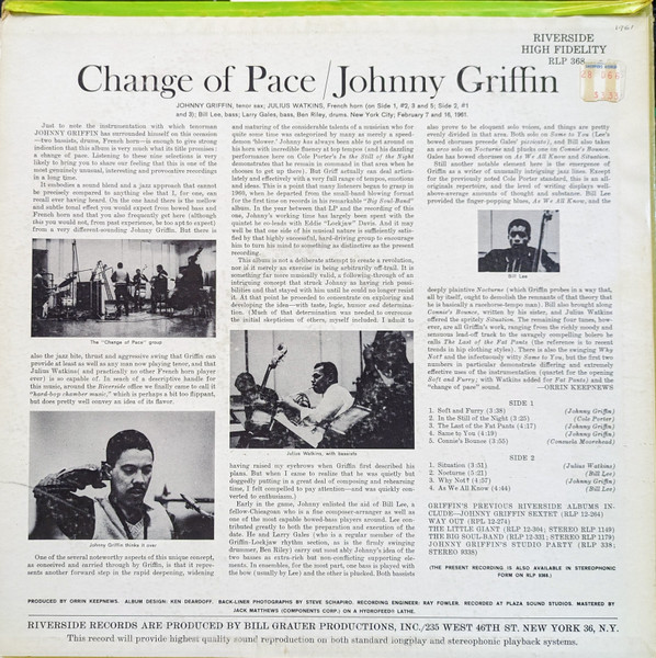 Johnny Griffin - Change Of Pace | Riverside Records (RLP 368) - 2 Johnny Griffin - Change Of Pace | Riverside Records (RLP 368) - 2