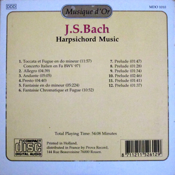 Johann Sebastian Bach , Helma Elsner - Harpsichord Music | Musique d'Or (MDO 1010) - 2 Johann Sebastian Bach , Helma Elsner - Harpsichord Music | Musique d'Or (MDO 1010) - 2