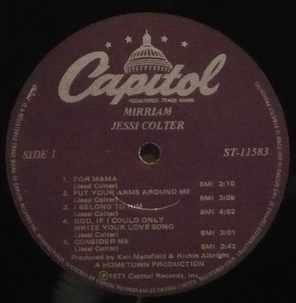 Jessi Colter - Mirriam | Capitol Records (ST-11583) - 2