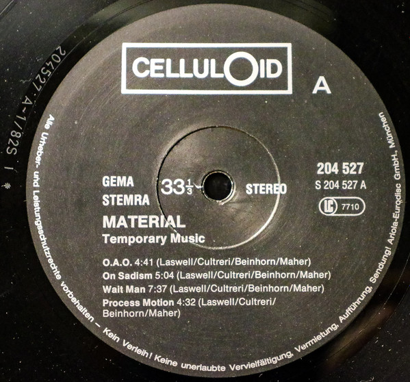 Material - Temporary Music - Compilation | Celluloid (204 527) - 2