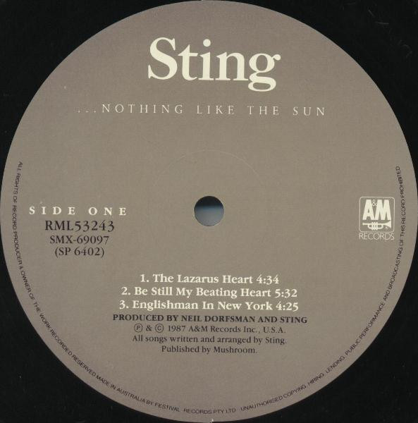 Sting - ...Nothing Like The Sun | A&M Records (RML 53243/4) - 3 Sting - ...Nothing Like The Sun | A&M Records (RML 53243/4) - 3