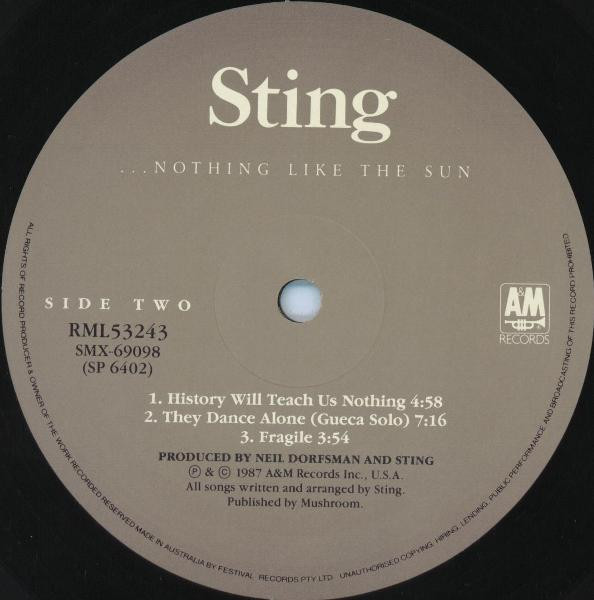 Sting - ...Nothing Like The Sun | A&M Records (RML 53243/4) - 4 Sting - ...Nothing Like The Sun | A&M Records (RML 53243/4) - 4