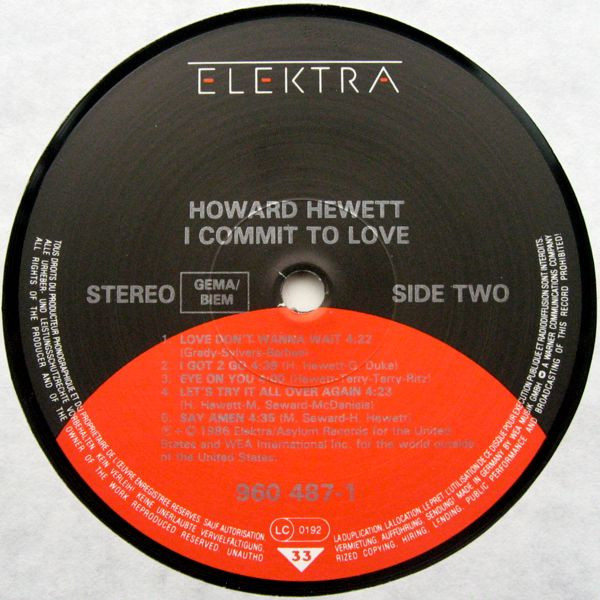 Howard Hewett - I Commit To Love | Elektra (960 487-1) - 4