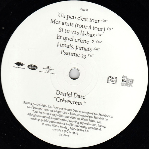 Daniel Darc - Crèvecœur | Universal Music France (479 561-3) - 2 Daniel Darc - Crèvecœur | Universal Music France (479 561-3) - 2