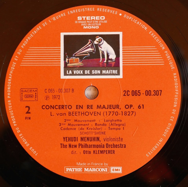 Yehudi Menuhin , Otto Klemperer , Ludwig van Beethoven , New Philharmonia Orchestra - Violin Concerto | La Voix De Son Maître (2C 065-00307) - 4