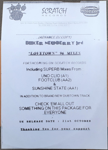 Booker Newberry III - Lovetown ('96 Mixes) | Scratch Records (12SCR019) - 3 Booker Newberry III - Lovetown ('96 Mixes) | Scratch Records (12SCR019) - 3